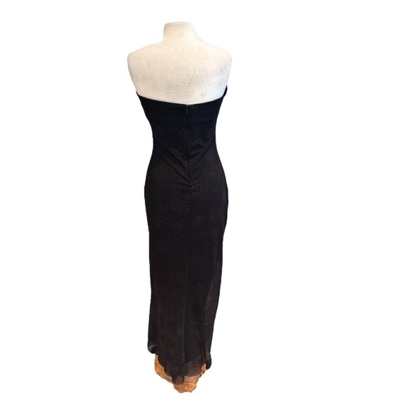 Whimsigoth Black Strapless Evening Dress With Ruched Front & Cascading Ruffle De - Picture 5 of 12